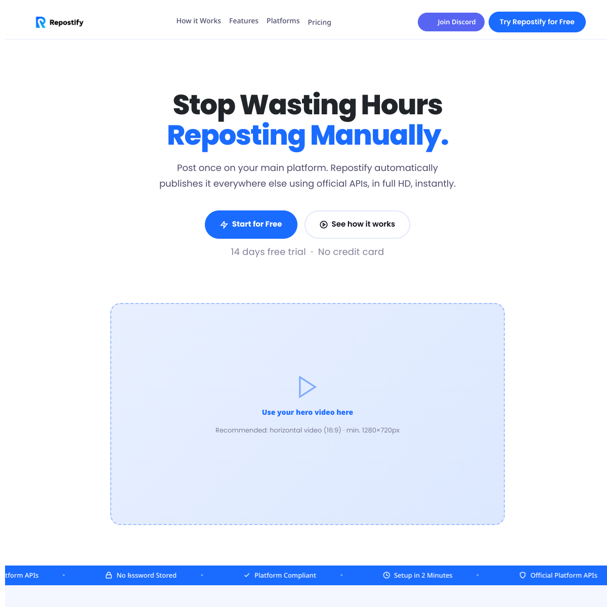Repostify website preview