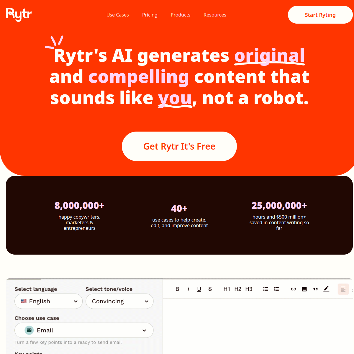 Screenshot of Rytr