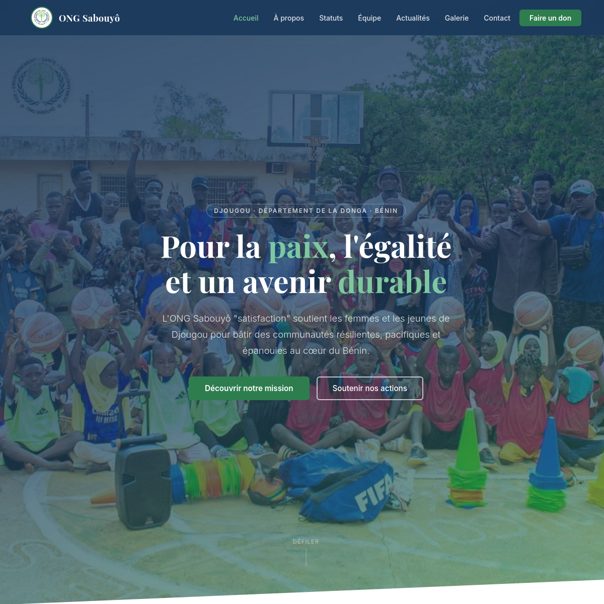 Aperçu du site ONG Sabouyô