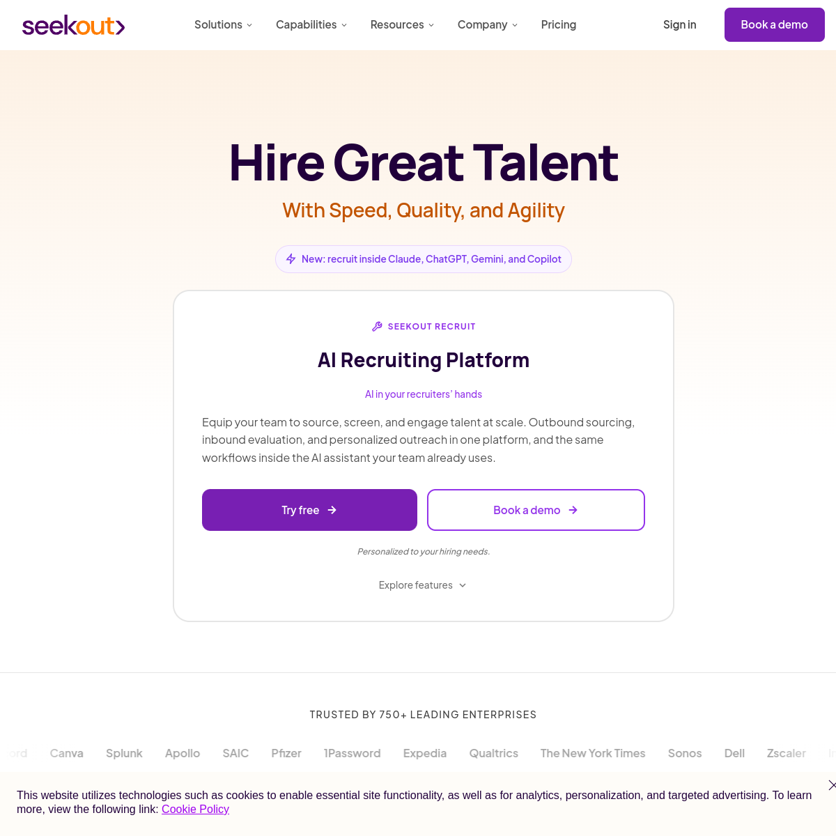Screenshot of SeekOut