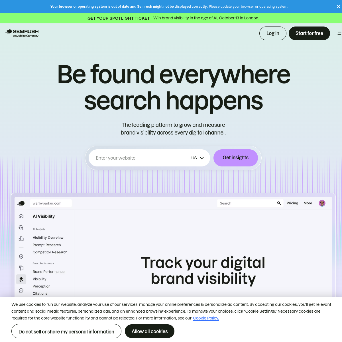 Screenshot of Semrush