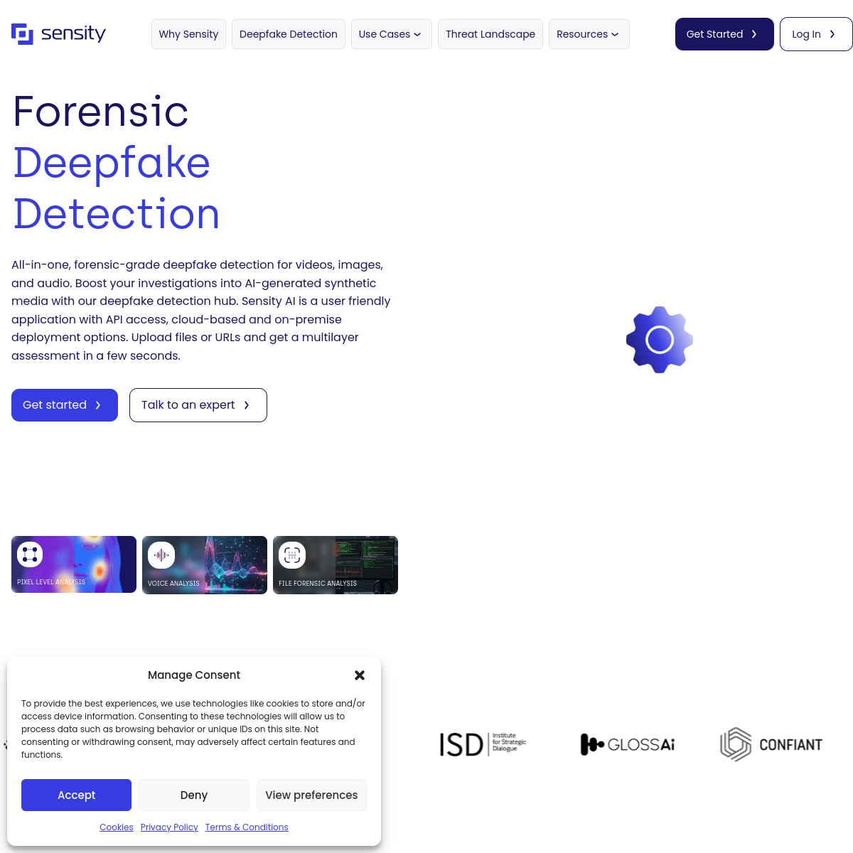Screenshot of Sensity AI