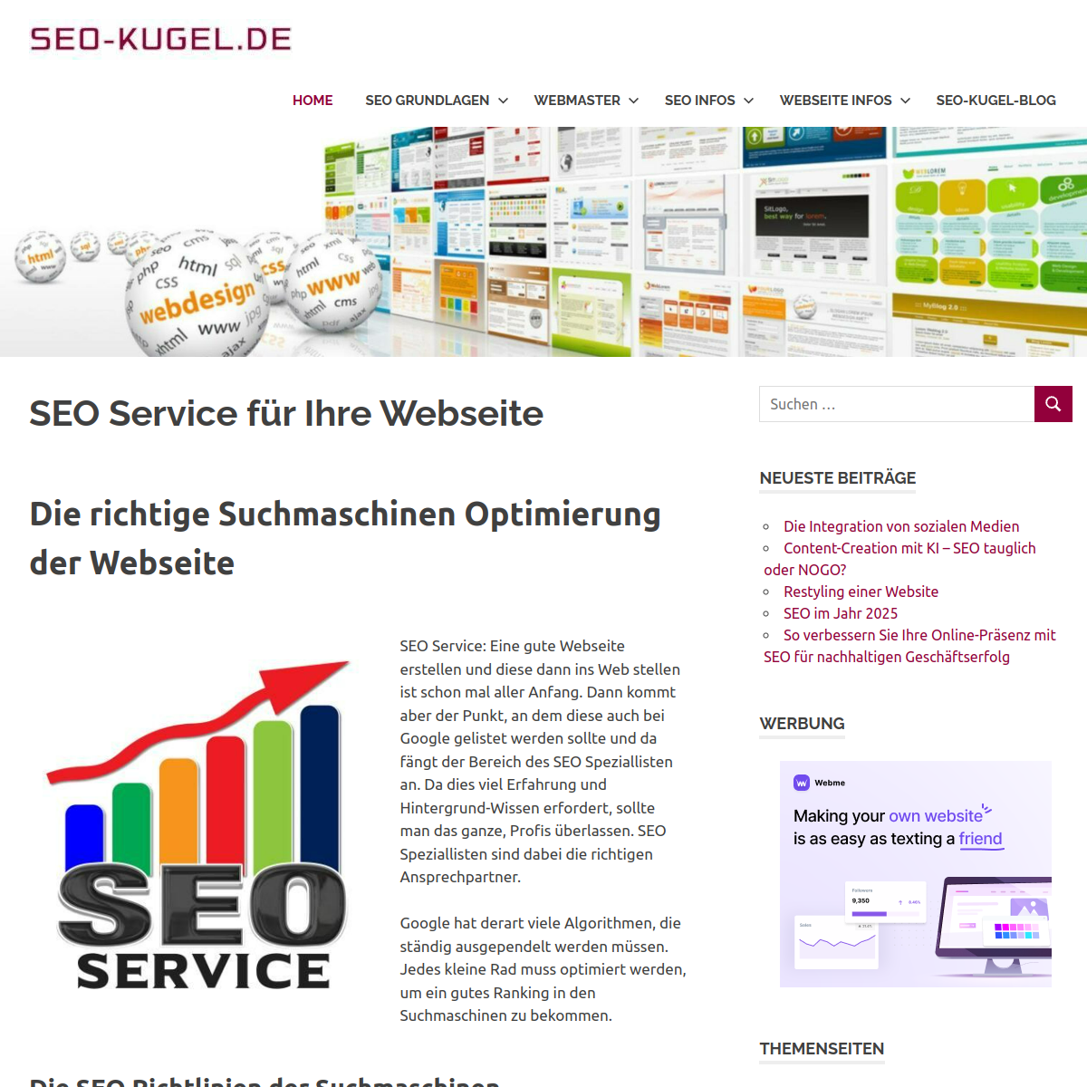 Screenshot der Website