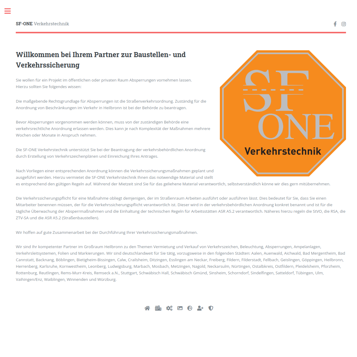 Screenshot von SF-ONE Verkehrstechnik