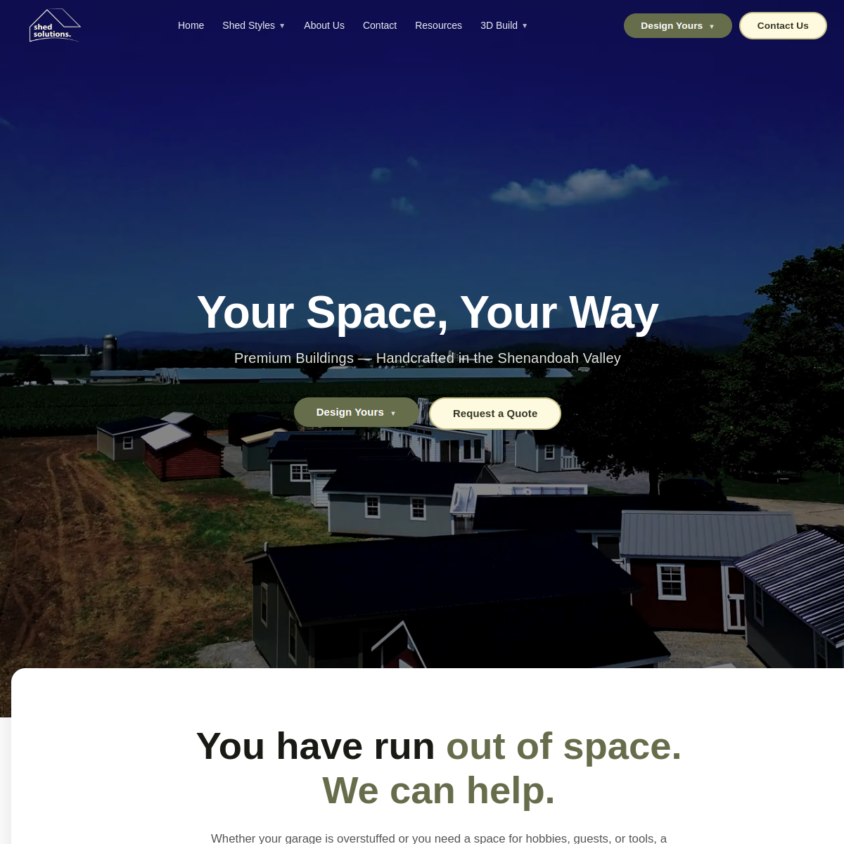 Screenshot preview of Shed Solutions website