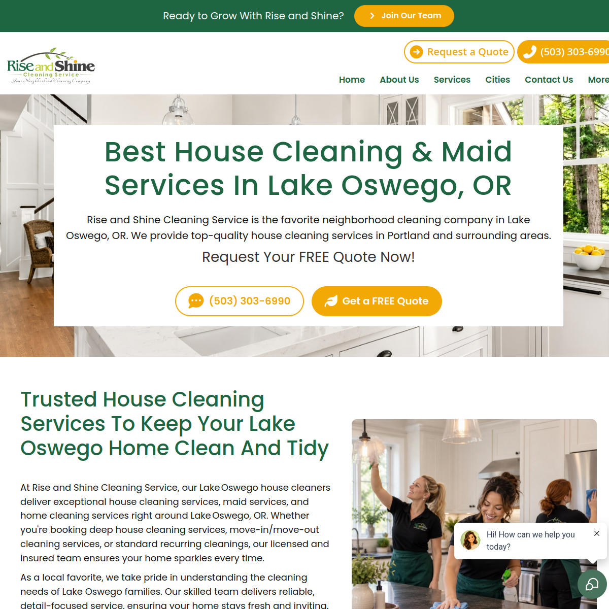 Screenshot of Rise and Shine Cleaning Service