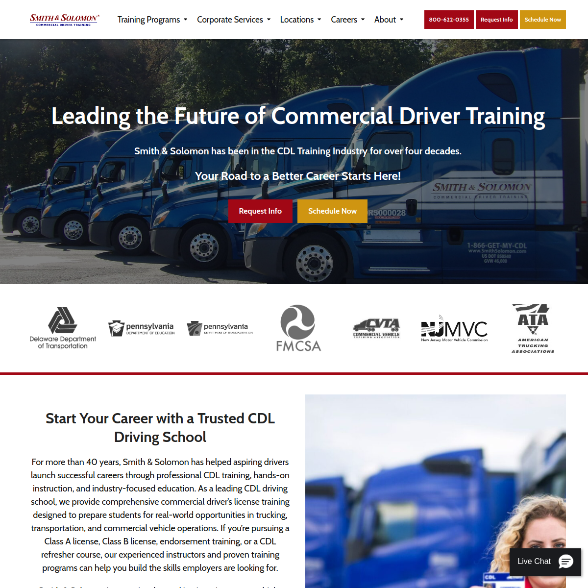 Screenshot of Smith & Solomon Commercial Driver Training