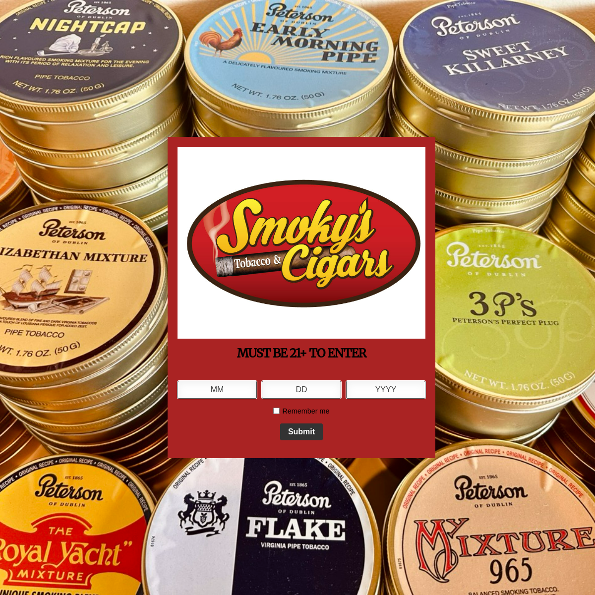 Screenshot of Smoky’s Tobacco and Cigars
