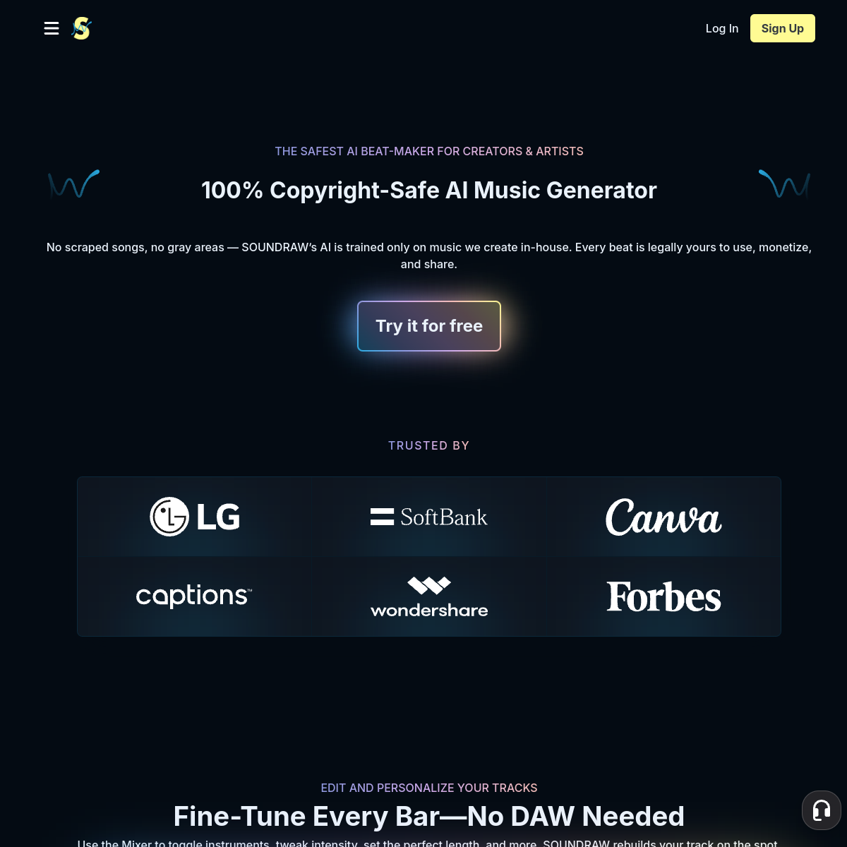 Screenshot of Soundraw