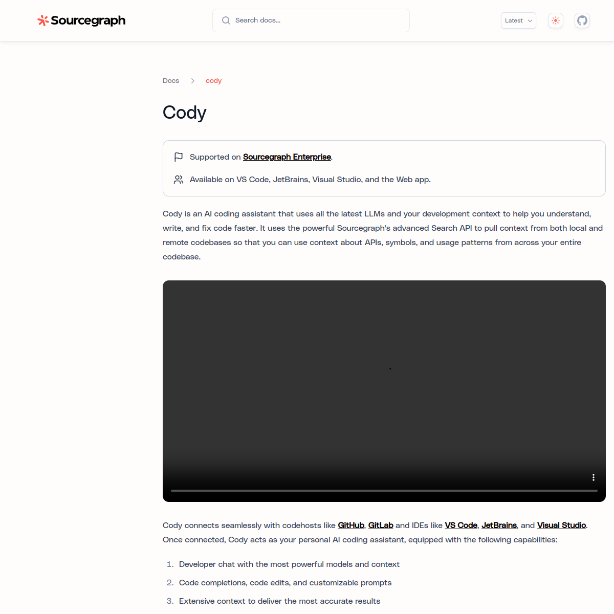 Screenshot of Sourcegraph Cody