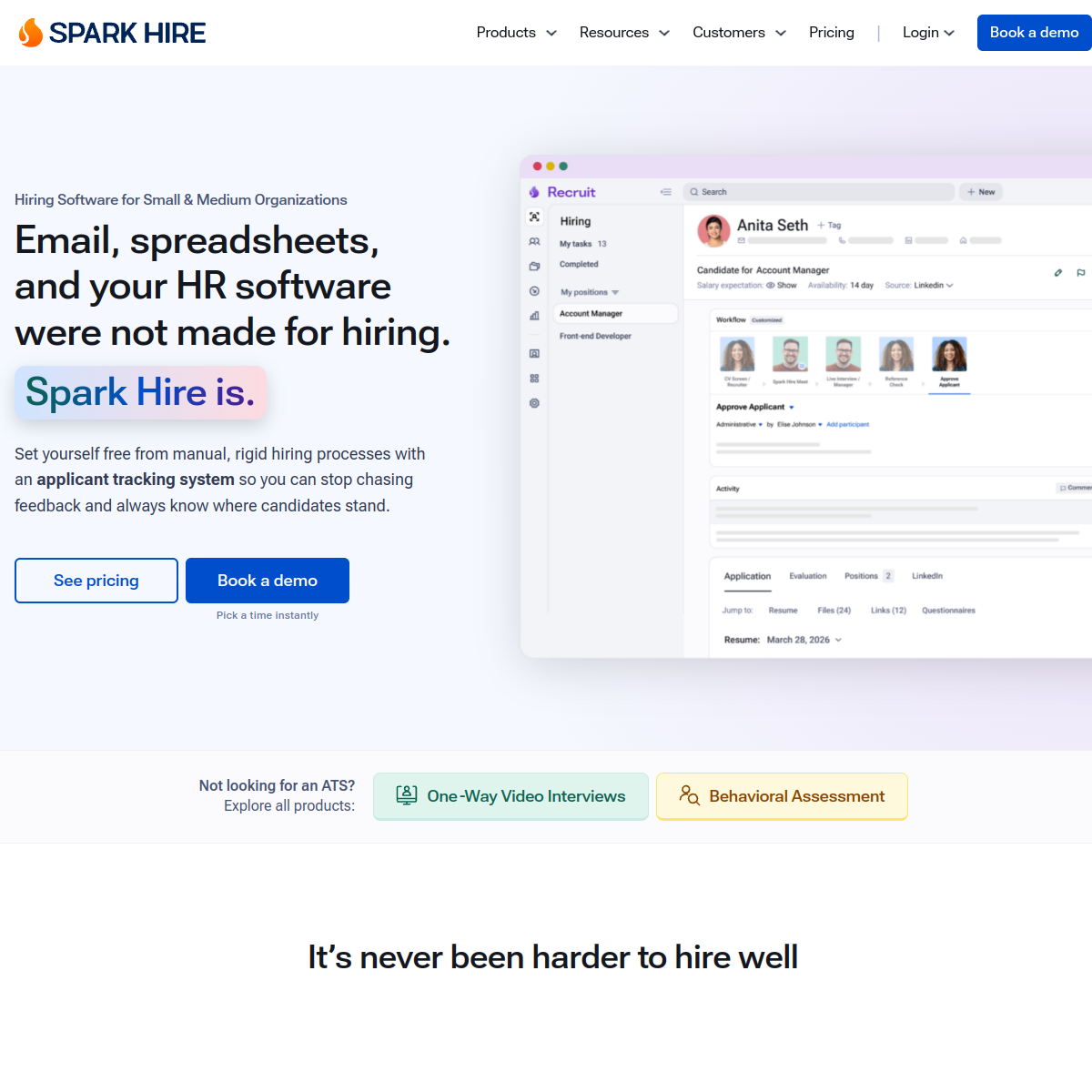 Screenshot of Spark Hire