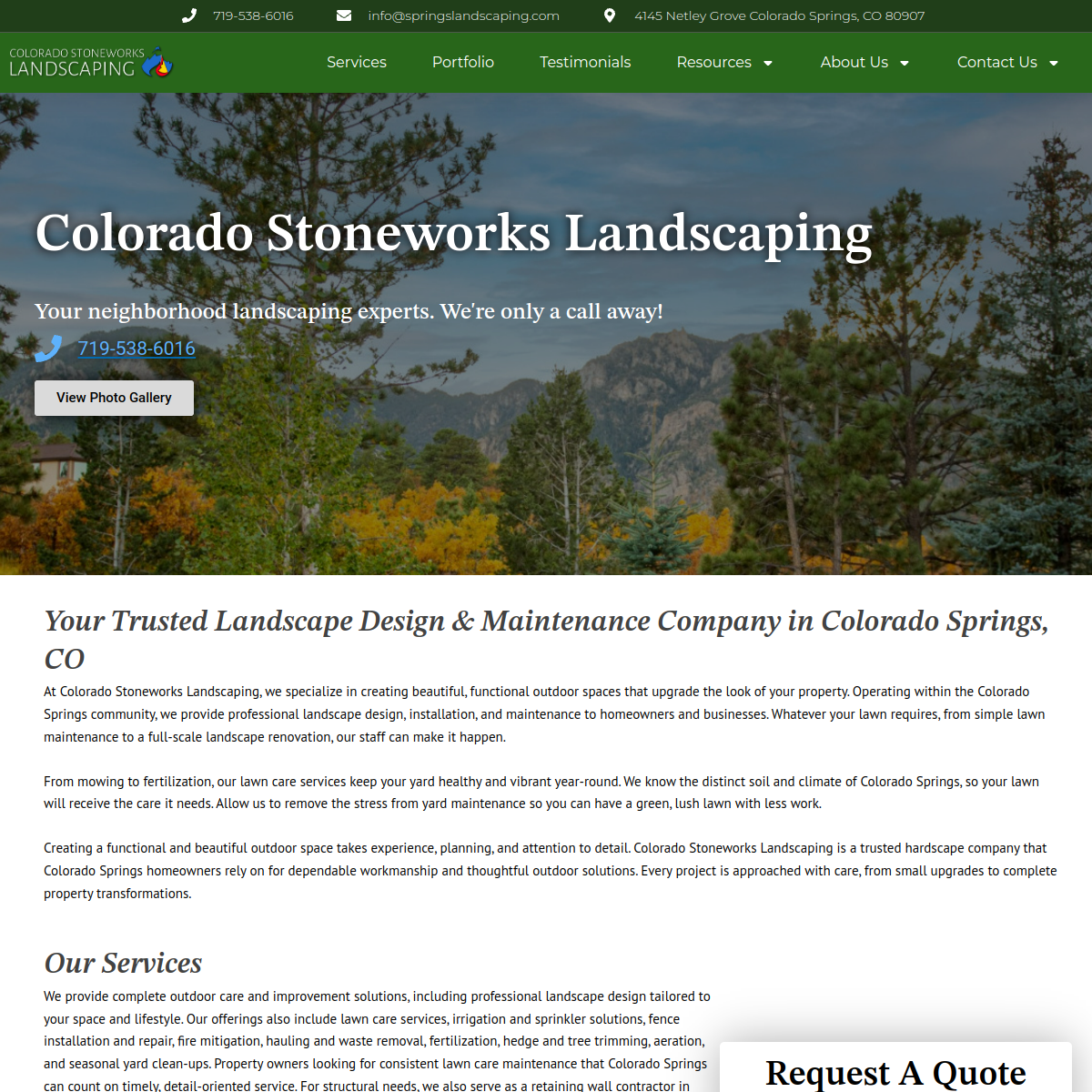Screenshot of Colorado Stoneworks Landscaping