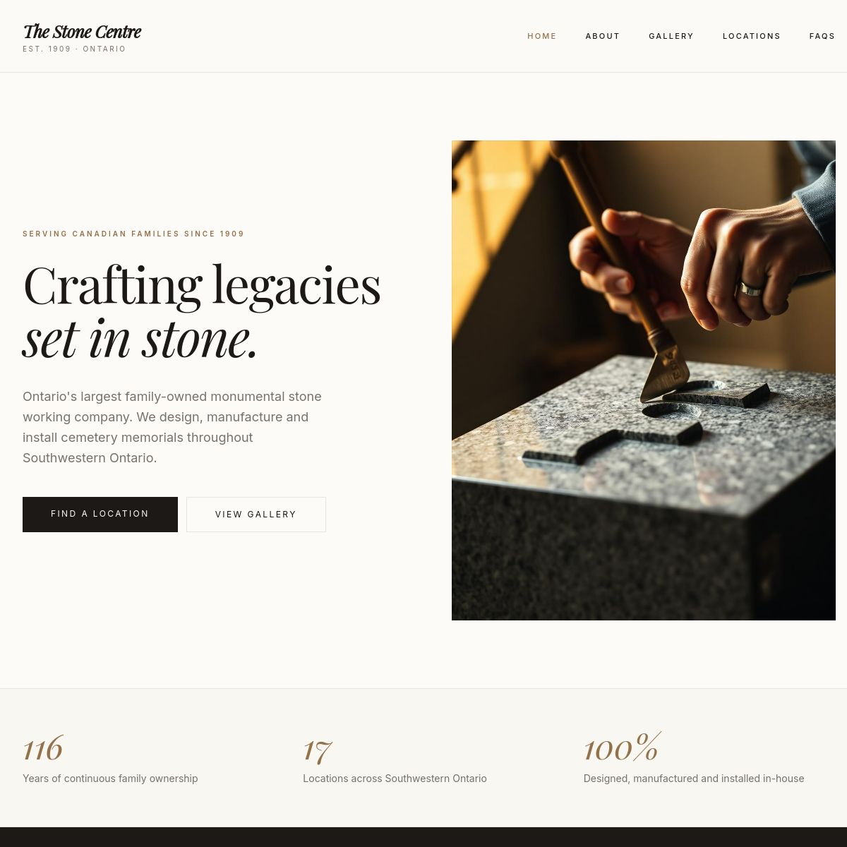 Stone Centre website screenshot