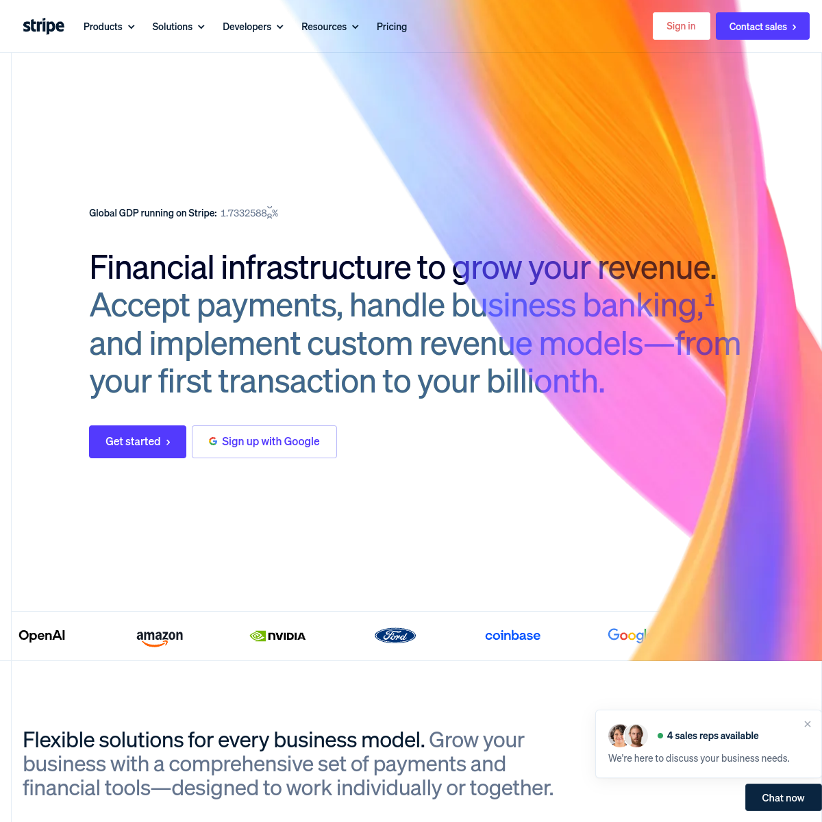 Screenshot of stripe.com
