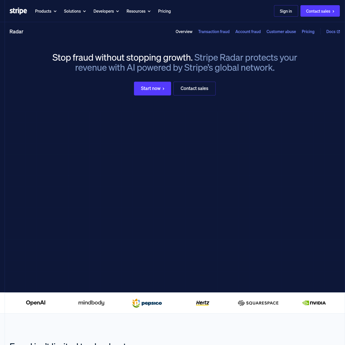 Screenshot of Stripe Radar