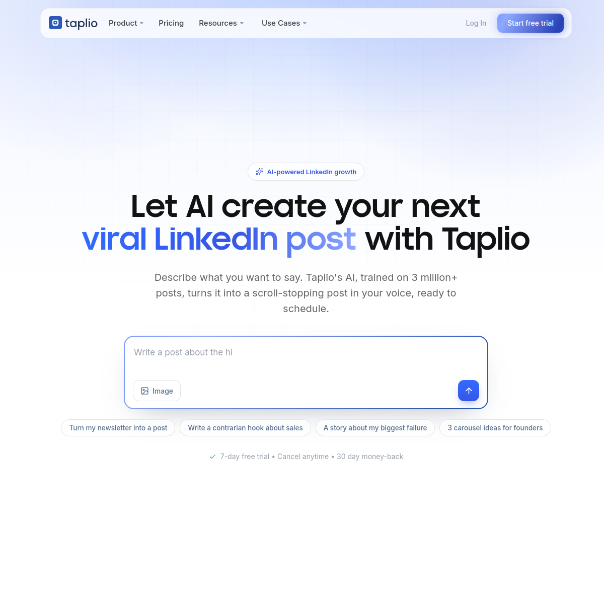 Screenshot of Taplio