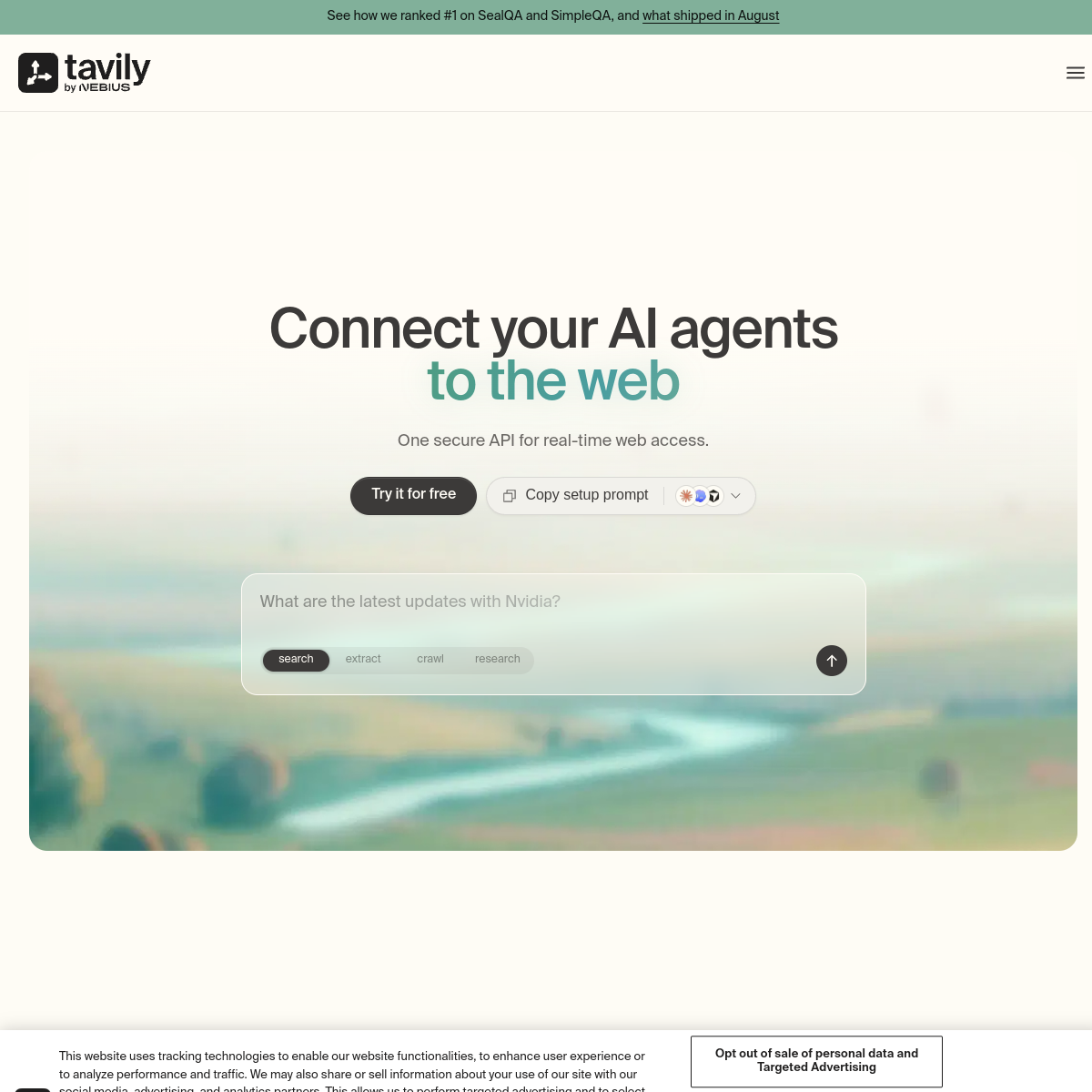 Screenshot of Tavily