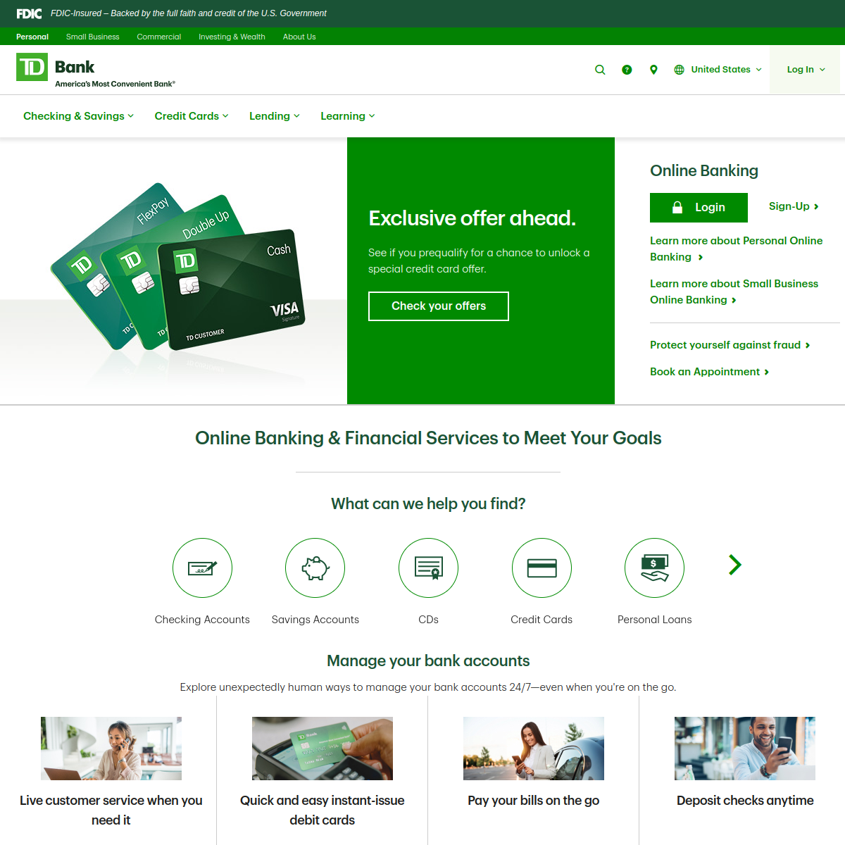 Live screenshot of td.com