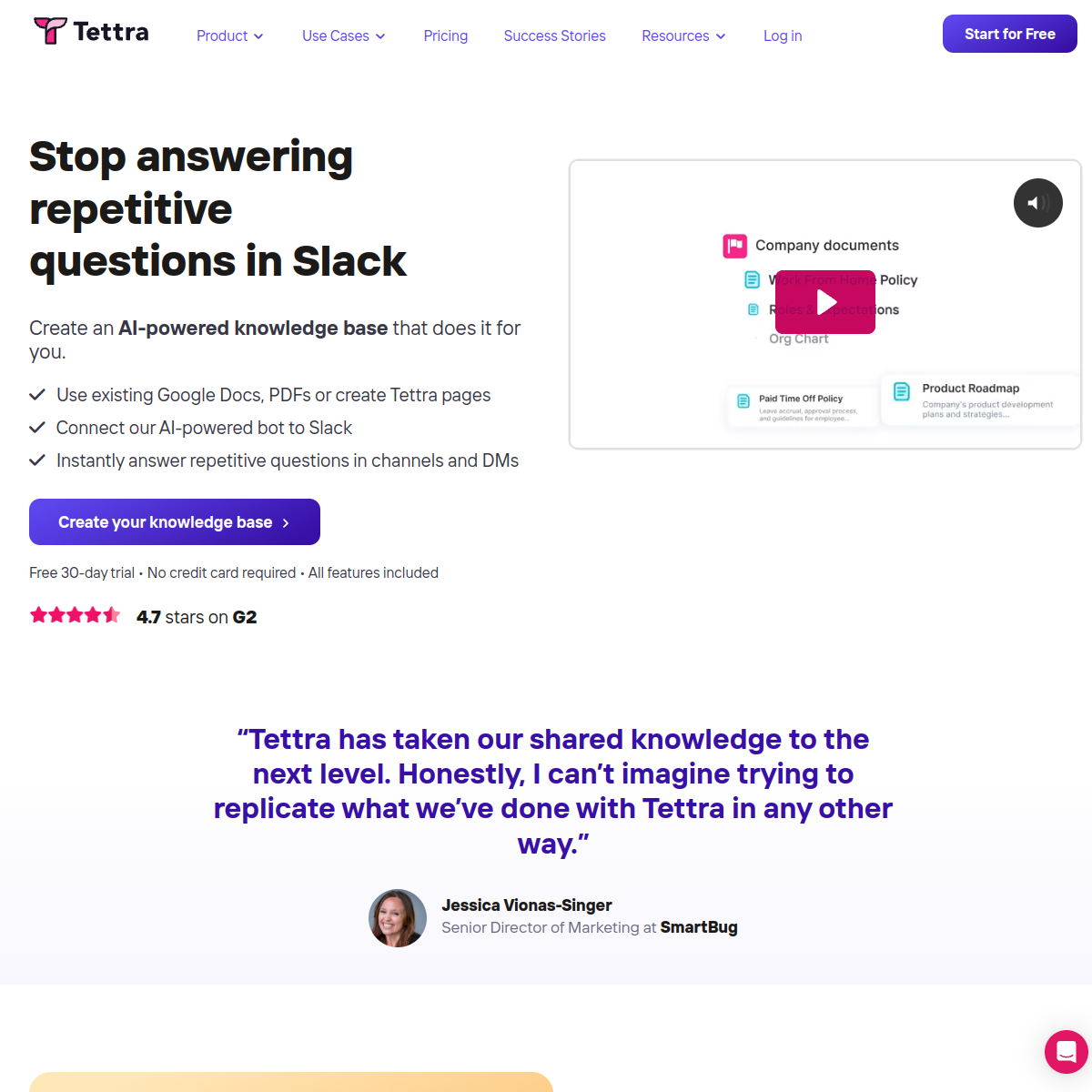 Screenshot of Tettra