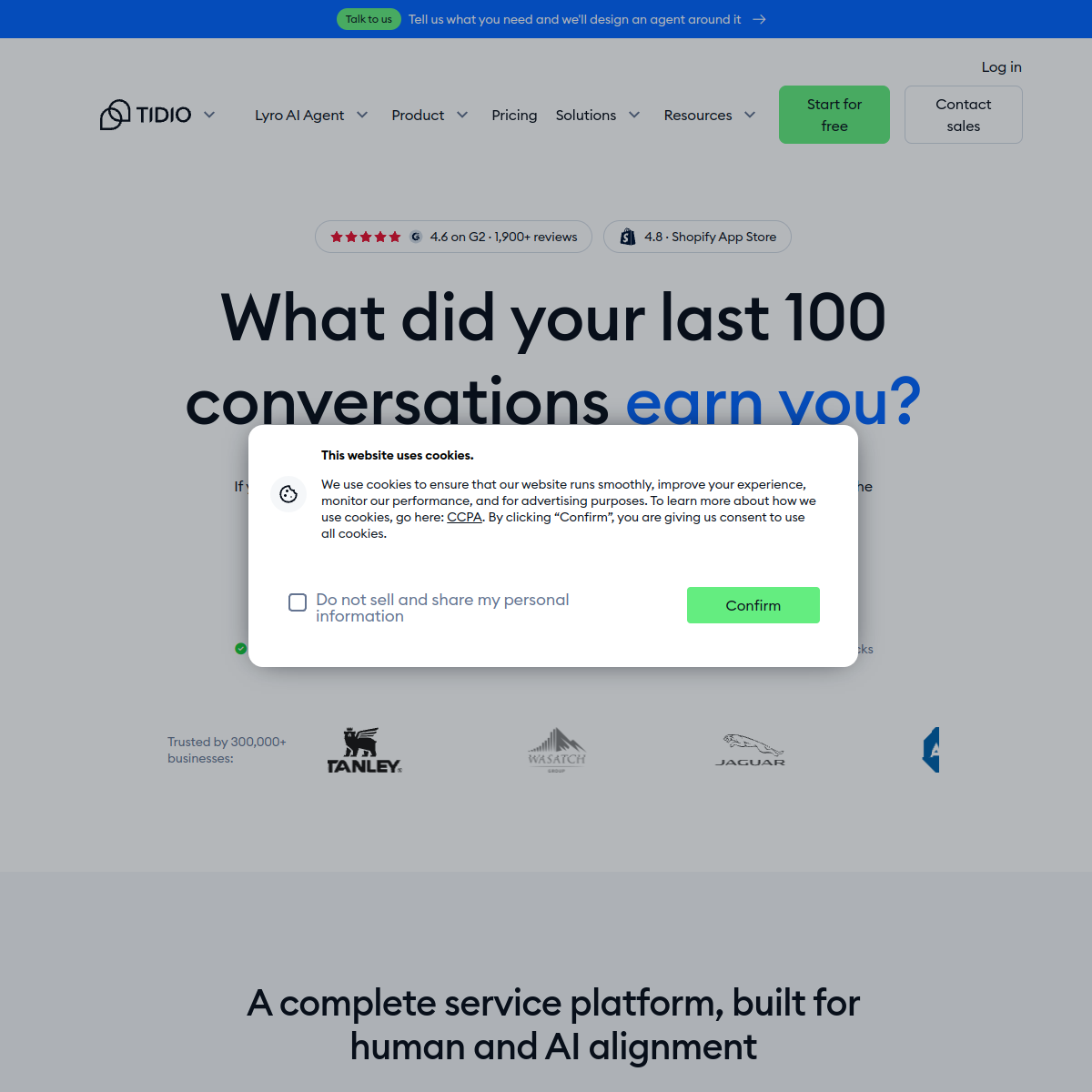 Screenshot of Tidio
