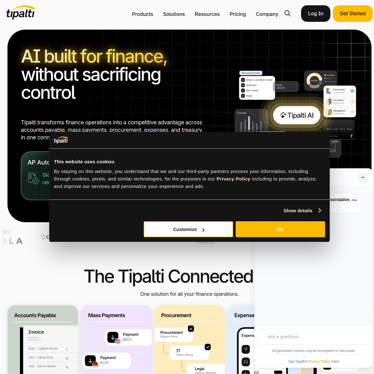 Screenshot of Tipalti