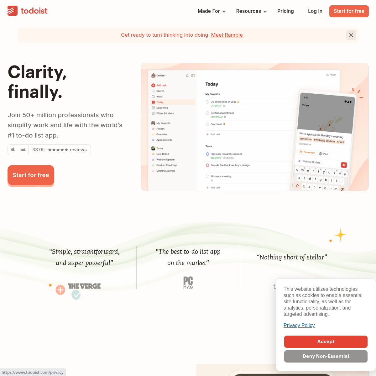 Screenshot of Todoist AI