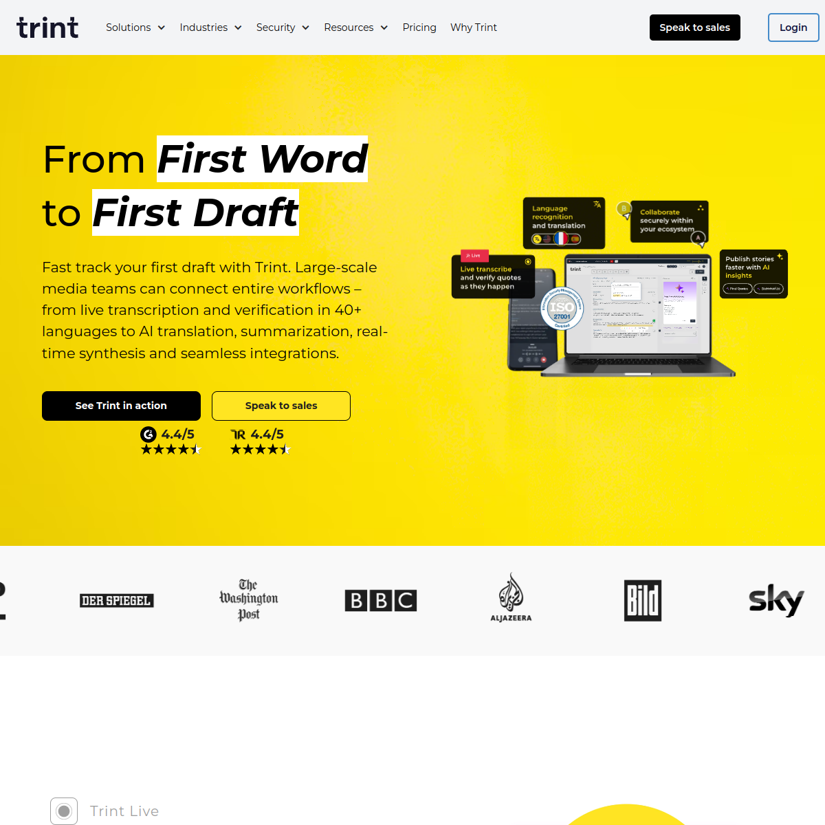 Screenshot of Trint