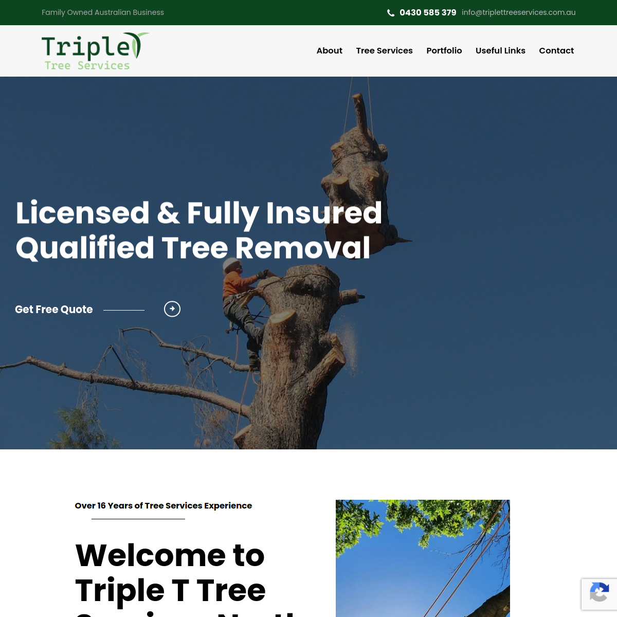 Screenshot of Triple T Tree Services homepage