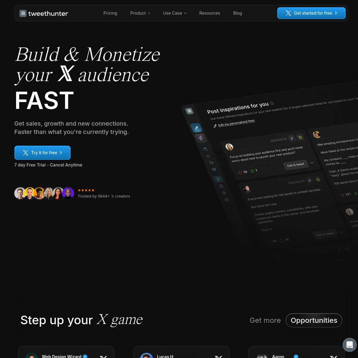 Screenshot of Tweet Hunter