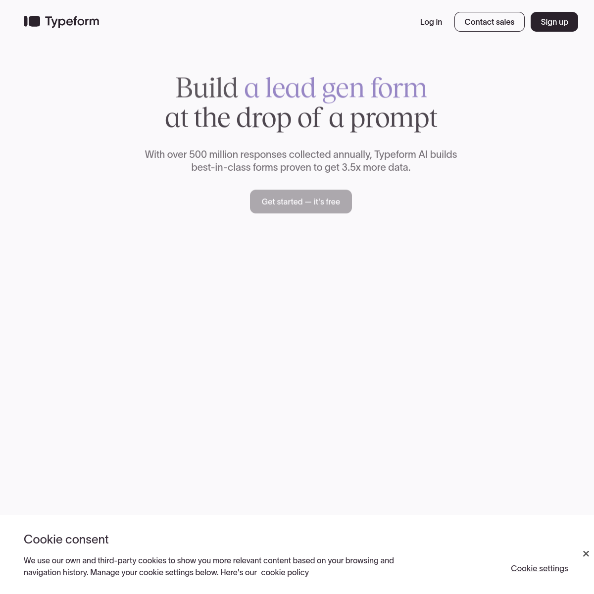 Screenshot of Typeform