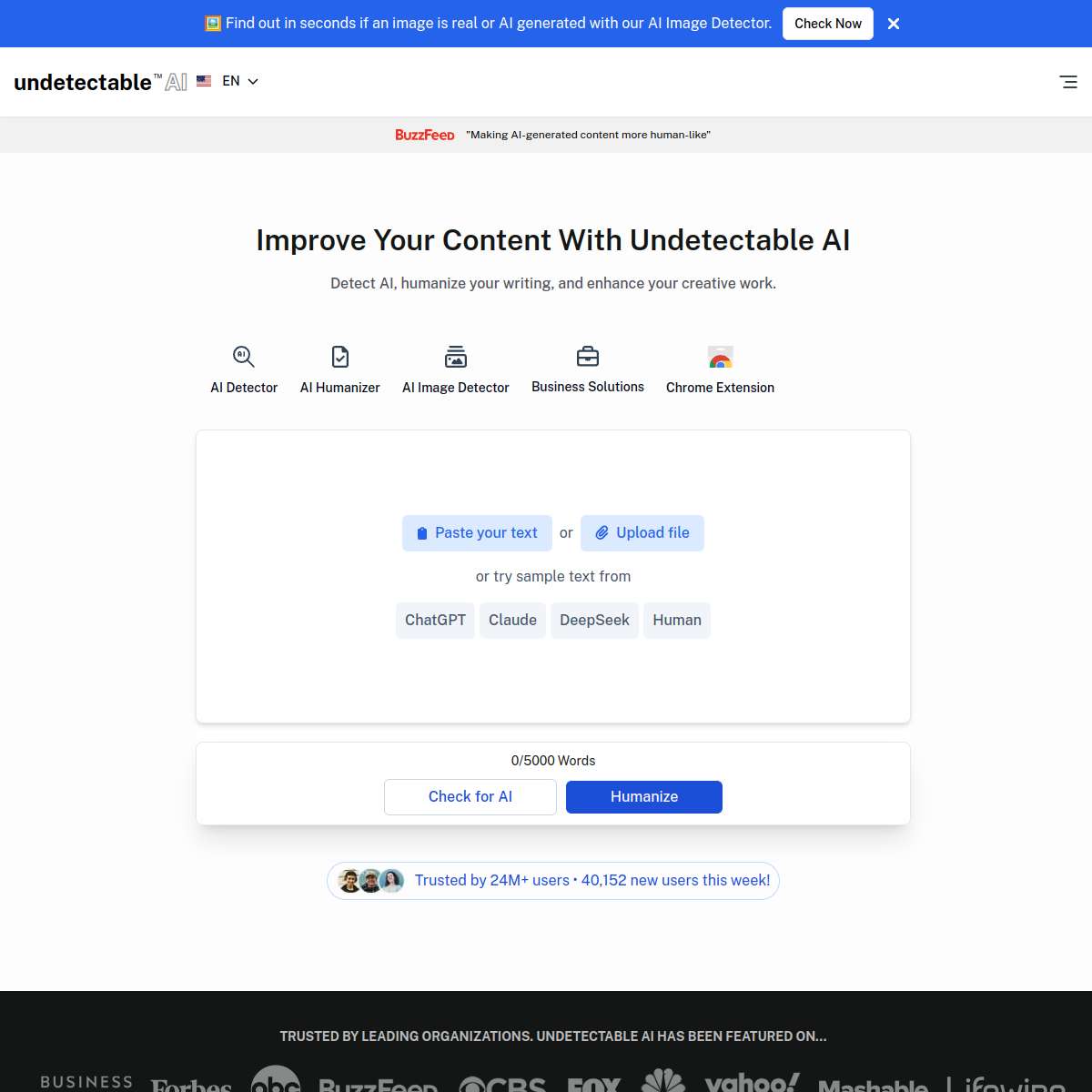 Screenshot of Undetectable AI