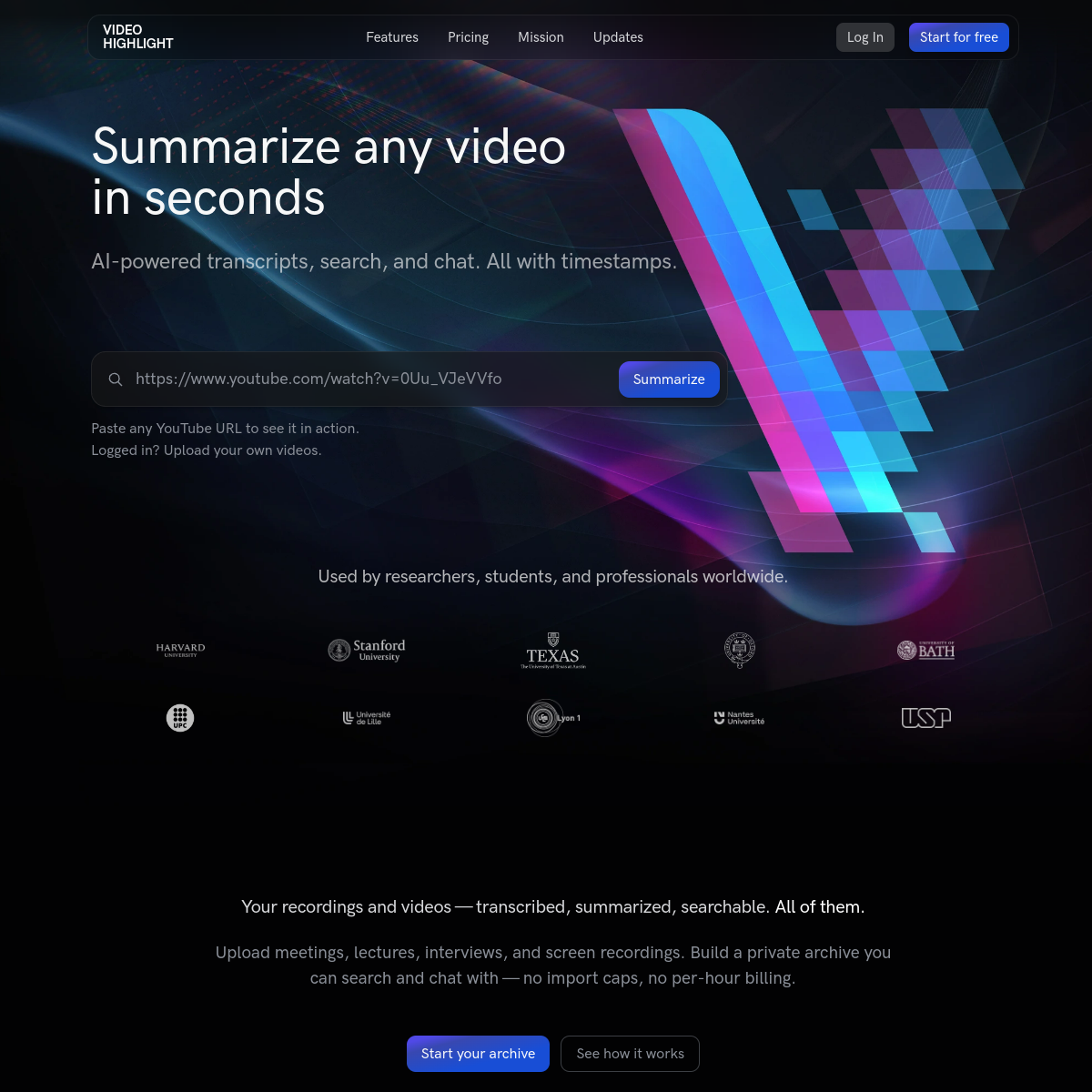 Screenshot of Video Highlight