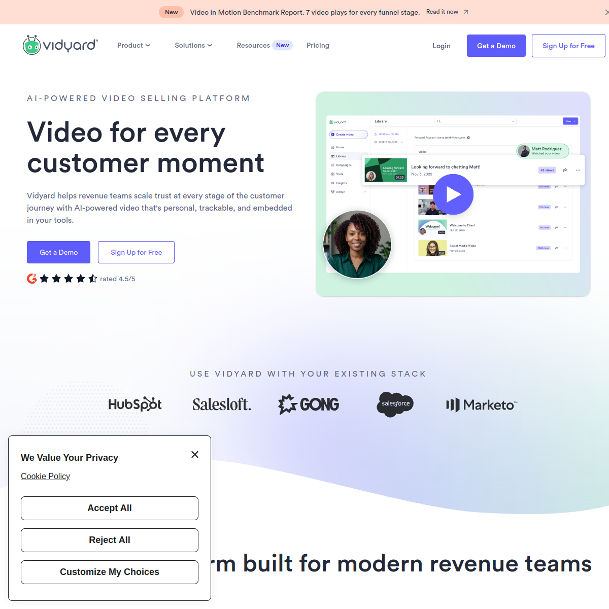 Screenshot of Vidyard