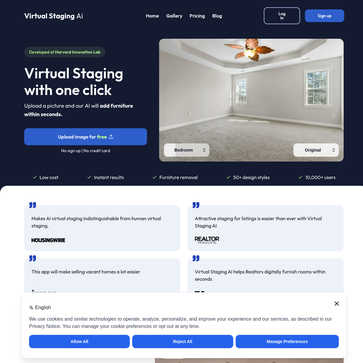 Screenshot of Virtual Staging AI