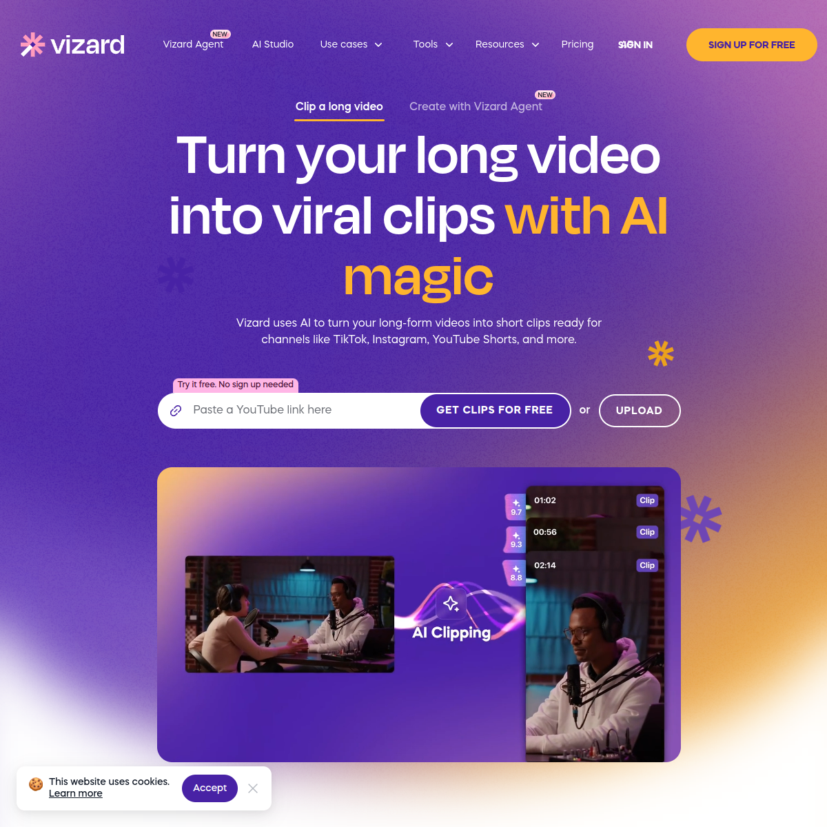 Screenshot of Vizard AI
