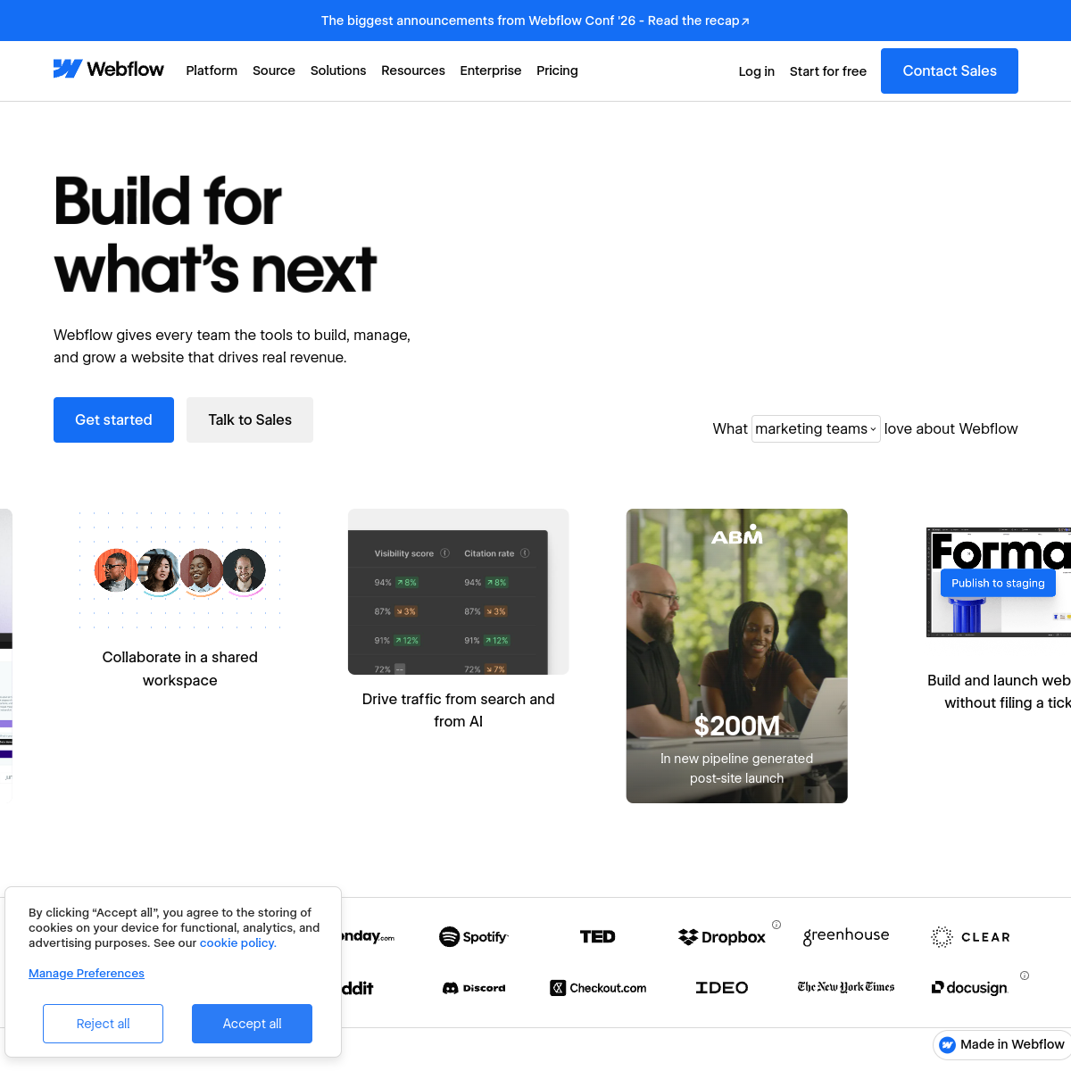 Screenshot of Webflow