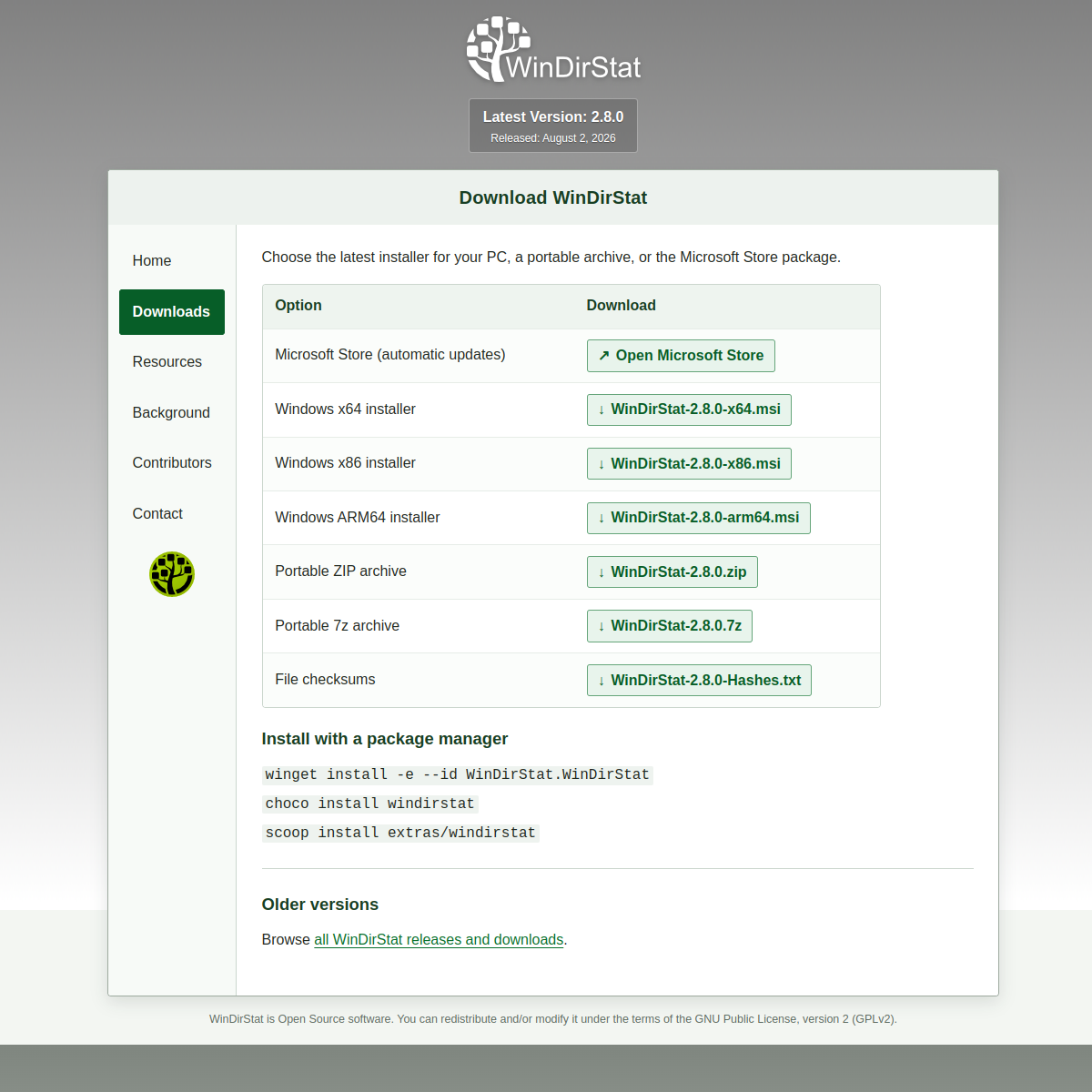 Capture d'écran de WinDirStat — Site officiel et interface de WinDirStat (windirstat.net)