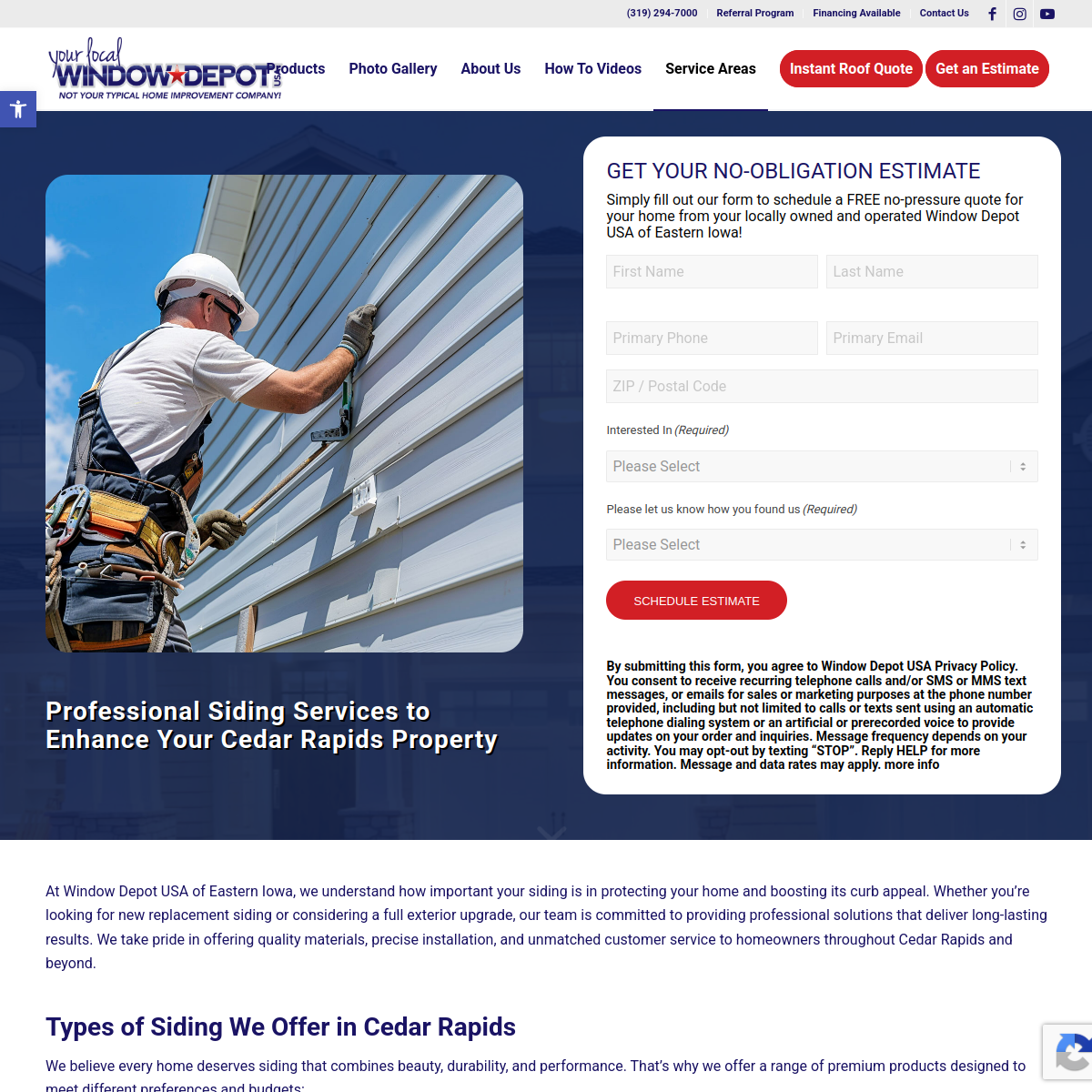 Screenshot of Window Depot USA of Eastern Iowa