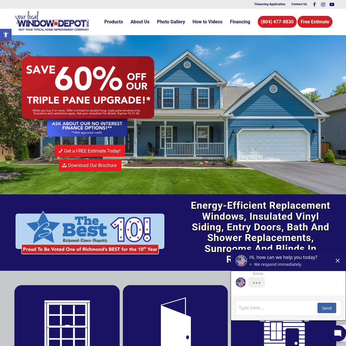 Screenshot of Window Depot USA of Richmond