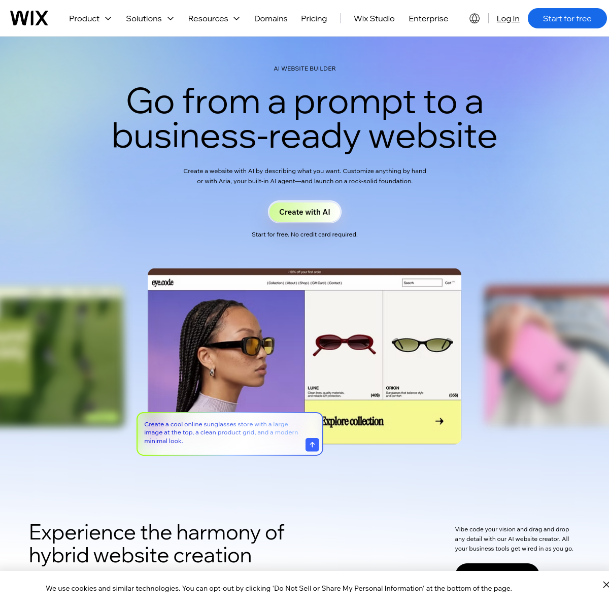 Screenshot of Wix AI