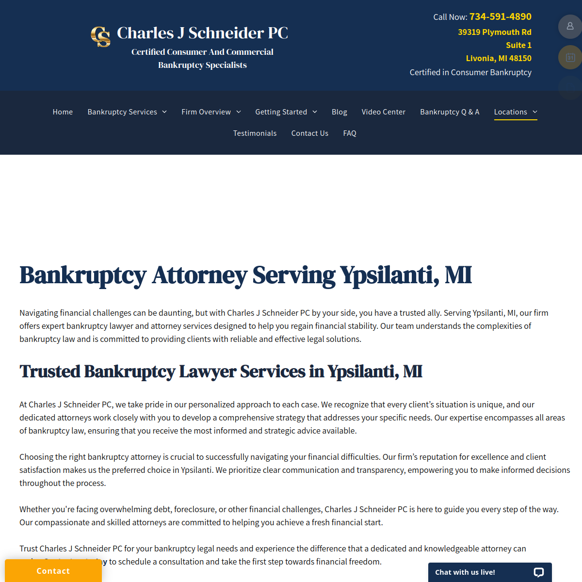 Screenshot of Charles J Schneider PC