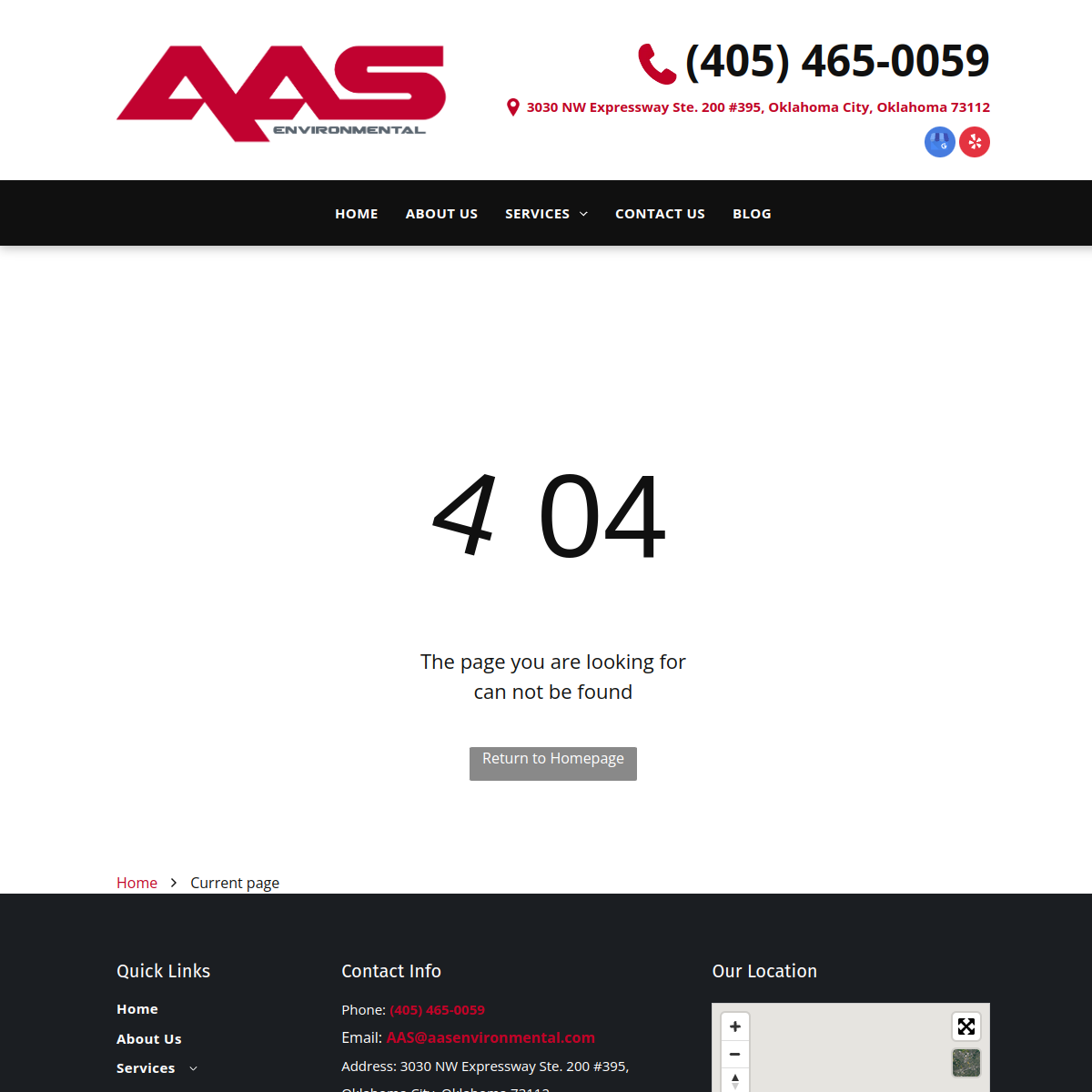 Screenshot of AAS Environmental