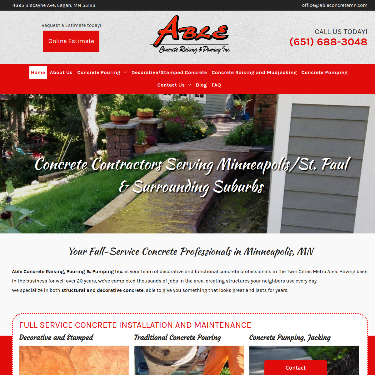 Screenshot of Able Concrete Raising & Pouring Inc.