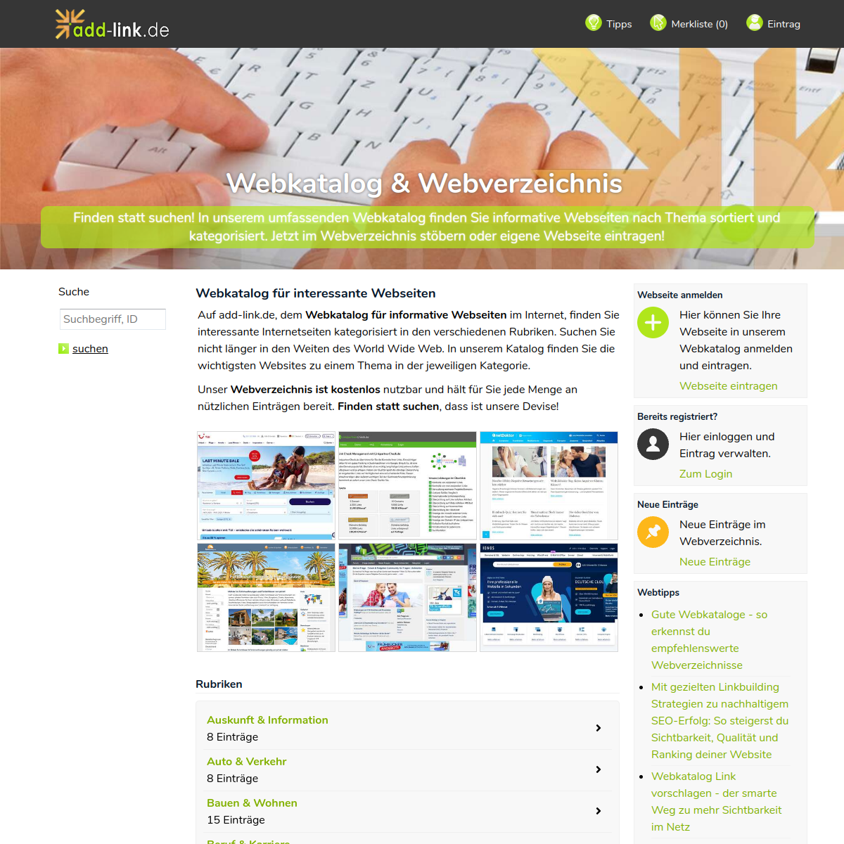 Screenshot der Website