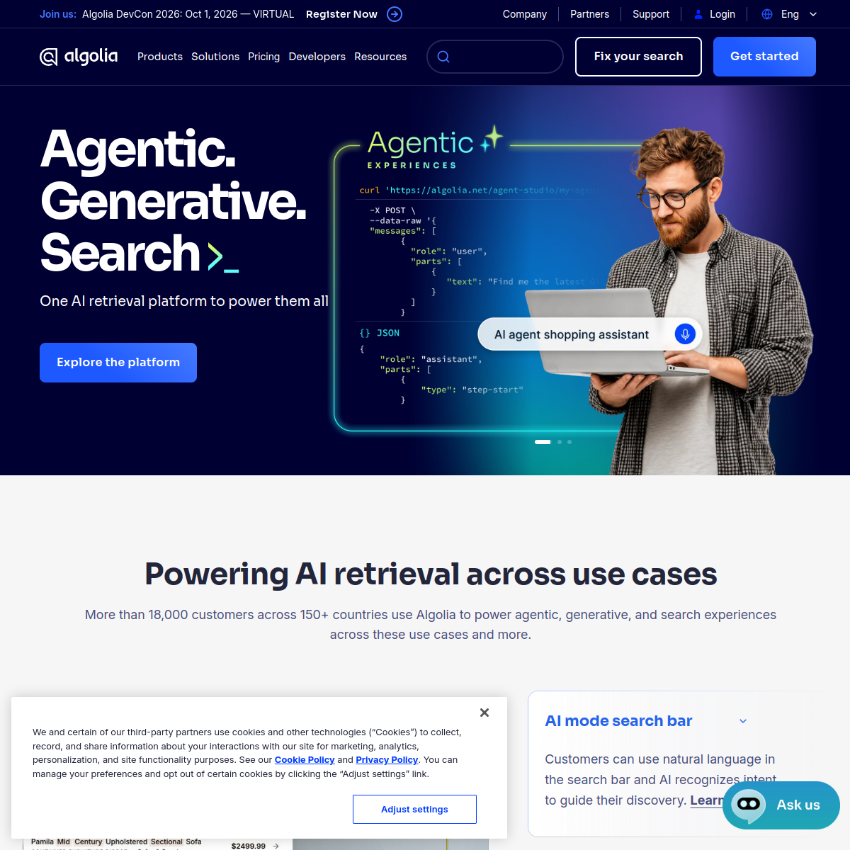 Screenshot of Algolia AI Search