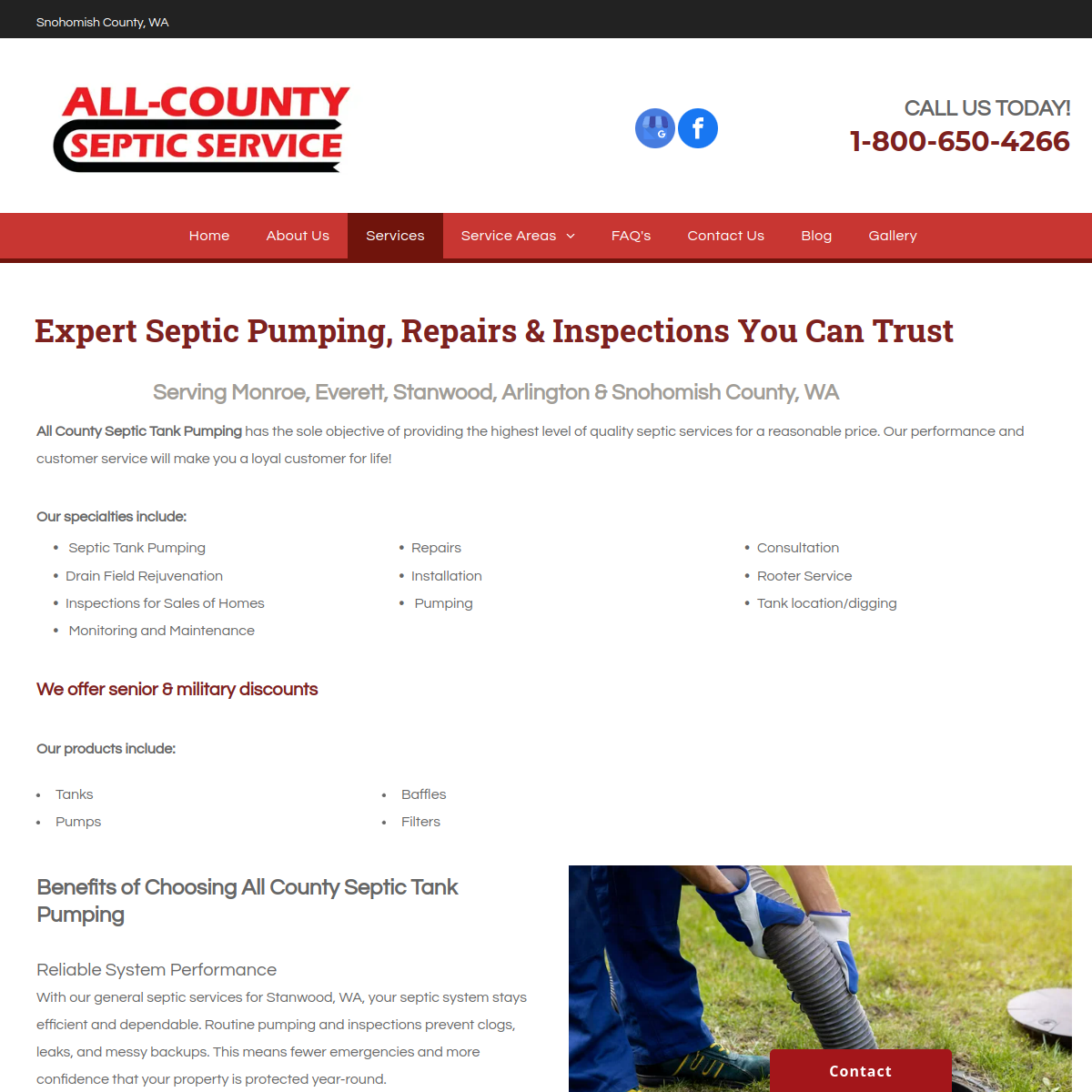 Screenshot of All County Septic Service