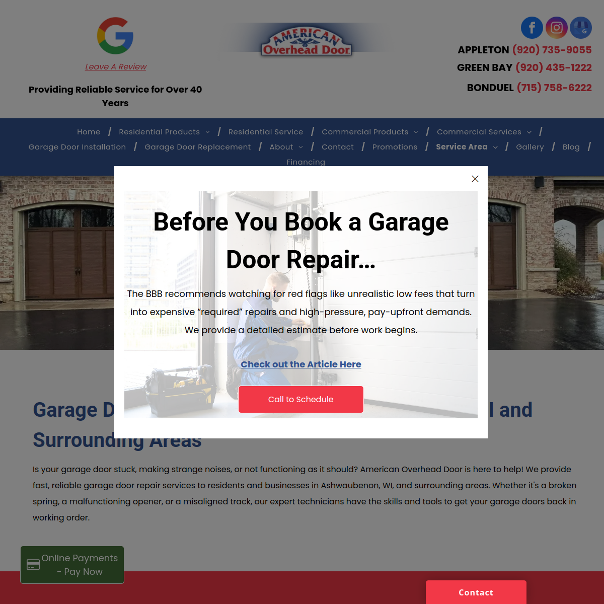Screenshot of American Overhead Door