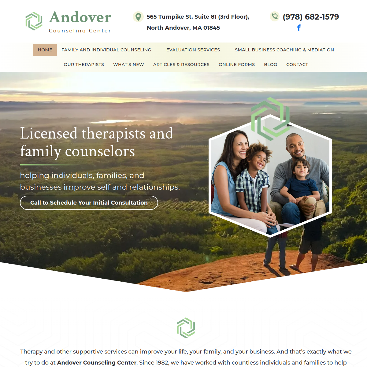 Screenshot of Andover Counseling Center