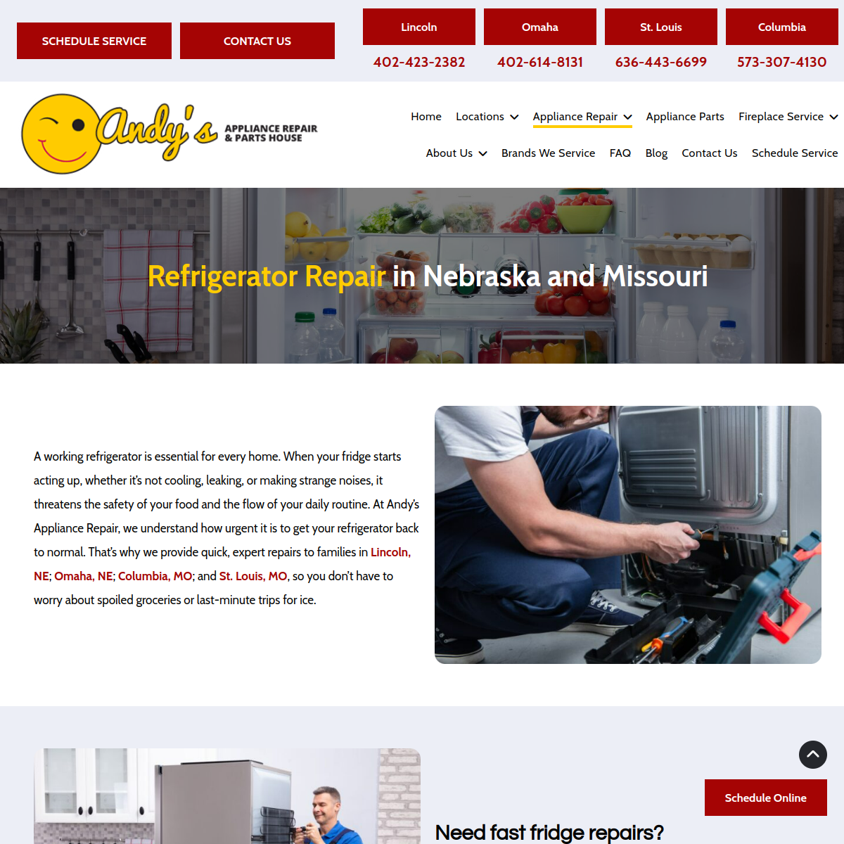 Screenshot of Andy's Appliance Repair