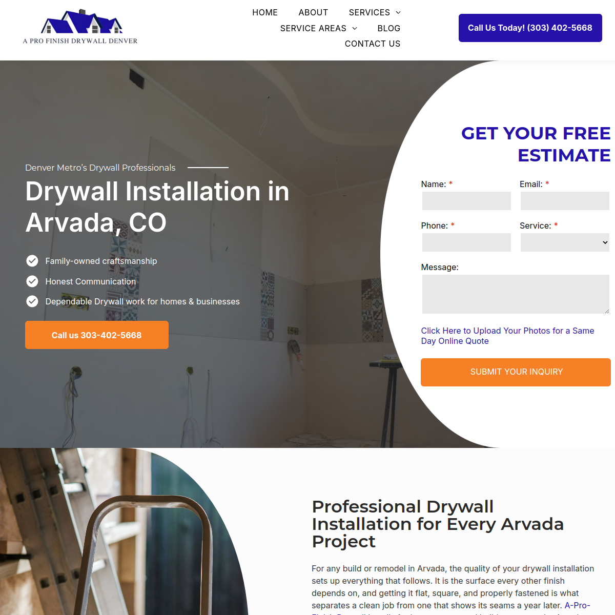 Screenshot of A-Pro-Finish Drywall